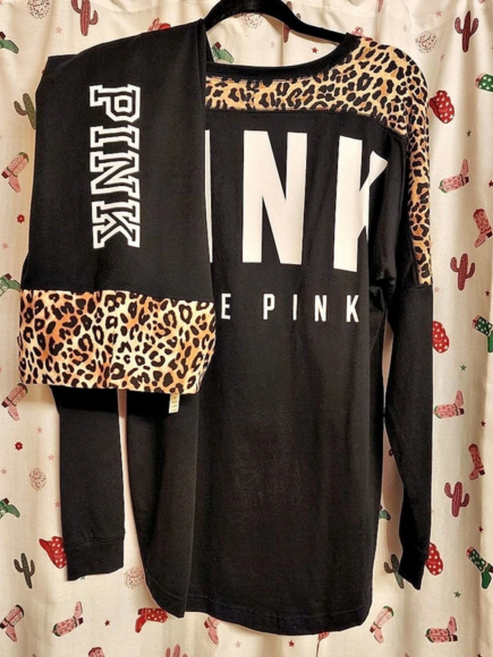 New Sz Small/large Victoria's Secret PINK Leopard TEE Leggings Set